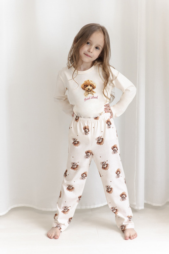 Pijamale fete Taro 3648 Lumi culoare morelă, 100% bumbac, mânecă lungă