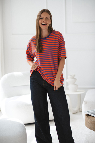 Tricou Mamahood Milk&Love pentru sarcina si alaptare, mov si portocaliu – confortabil si elegant