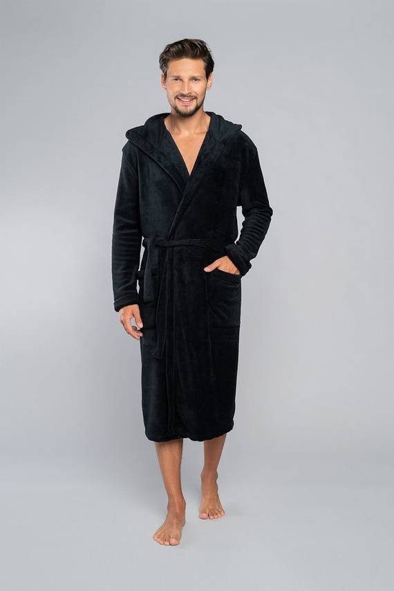 Mimas Halat de baie pentru bărbați cu glugă Italian Fashion- grafit