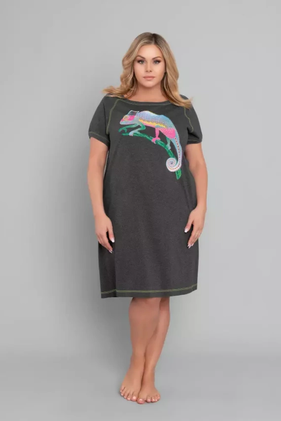 Cămașă de noapte Volta cu mânecă scurtă Italian Fashion - melange închis/verde