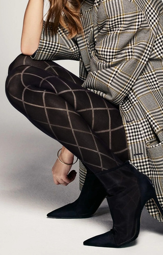 Colanți Grandi Rombo 60 den Veneziana negri – model geometric, moi și elastici