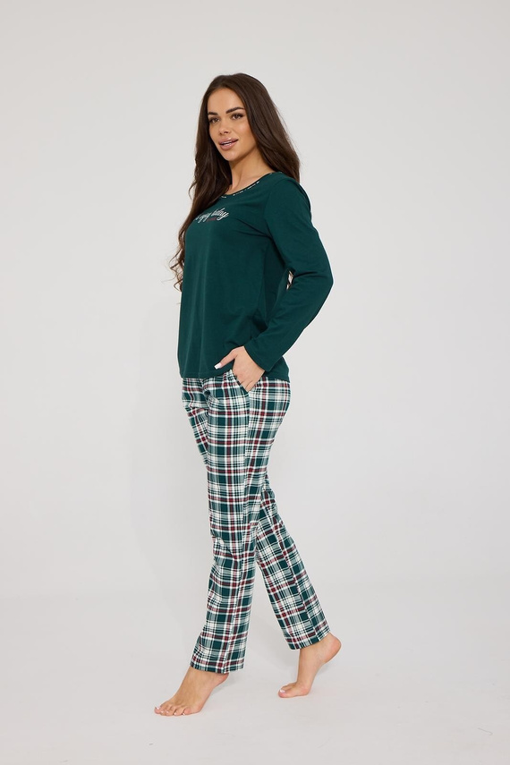 Cornette Enjoy 1101/485 Pijamale damă lungi 100% bumbac în carouri
