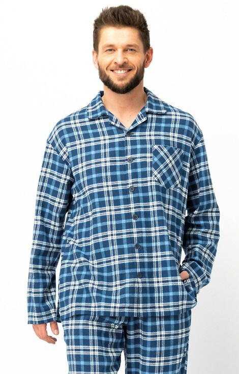 Set pijamale bărbătesc Key Jeans MNS 492 – Flanel în carouri, bumbac