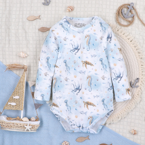 ABN-5445 Body Nini din bumbac organic Sea Of Joy – bumbac organic, mânecă lungă