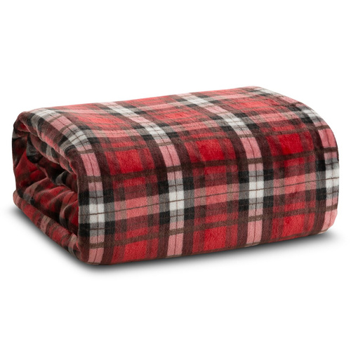 Pătură de Crăciun în carouri Bliss Eurocurtains, roșie