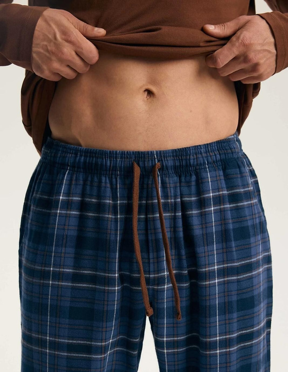 Pijamale bărbați Henderson 45451 Imago maro 100% bumbac flanel premium