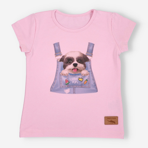 KAR-4004/ROZ Tricou fetita cu maneca scurta Lagarto Verde roz