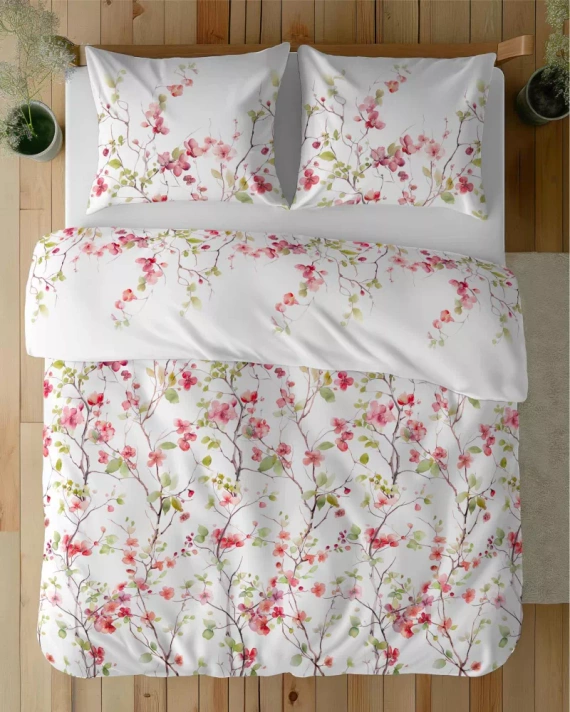 5490 A Detexpol Satin Stories lenjerie de pat satin alb | 100% bumbac, țesătură din satin, fermoar, ambalaj cadou