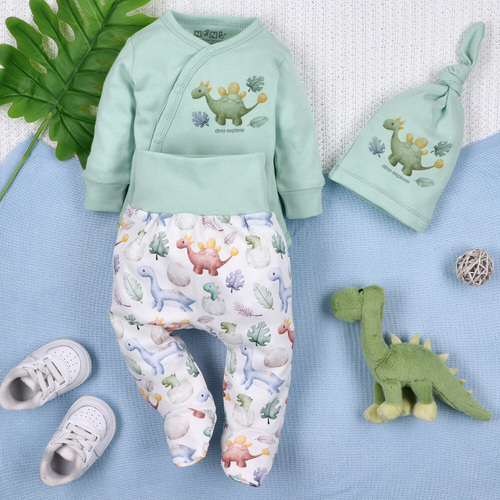 Căciulă pentru bebeluși Nini ABN-5579 Dino Explorer – Bumbac organic, moale și respirabilă