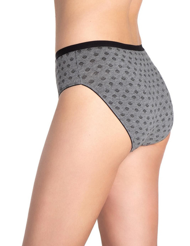 Slip de damă Lama L-130 BI-10 – bikini din bumbac, set de 3 în nuanțe de grafit și negru