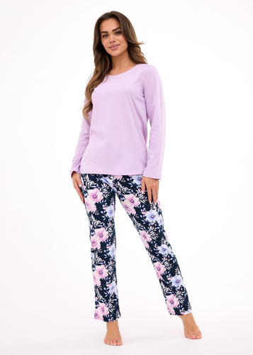 Pijamale de dama Natalie 145/462 Cornette, erica - bumbac, maneci lungi, stil si confort de zi cu zi