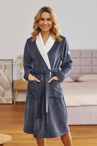 7182 Halat de baie Plus Size Doctor Nap pentru femei - gri