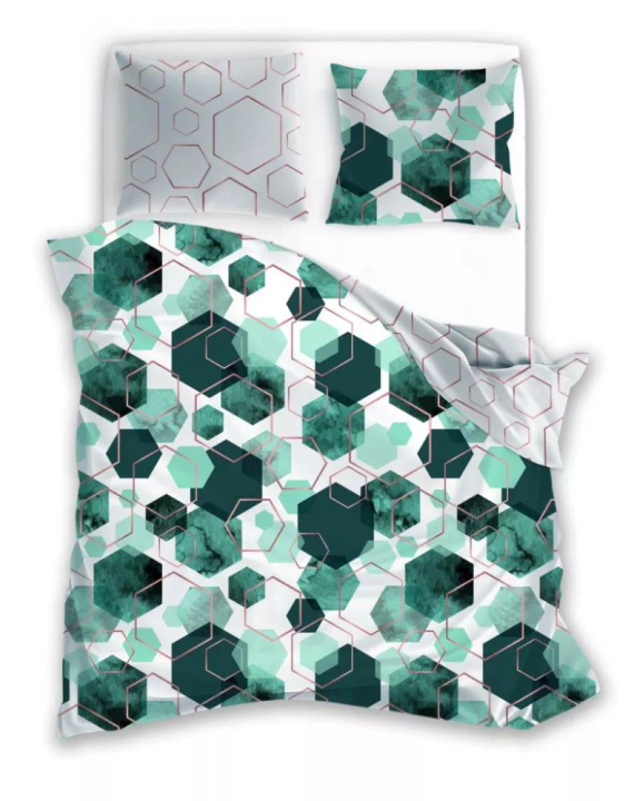 Milargo Verde 009 Lenjerie de pat din satin geometric Verde Faro