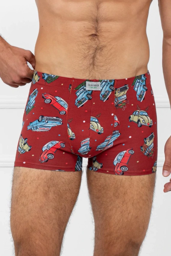 Pantaloni scurți boxer retro pentru bărbați, la modă italiană – bumbac, elastan, model de Crăciun