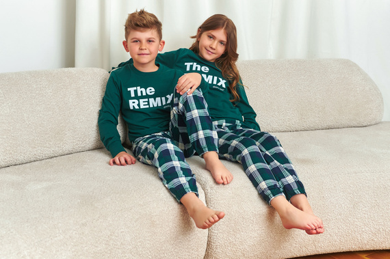 Doctor Nap 7342 – Pijamale unisex pentru copii „The Remix” | Colecție de familie, producție poloneză - bleumarin