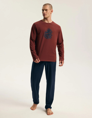 Henderson Core Fall 45494 Pijamale bărbați lungi 100% bumbac Maroon