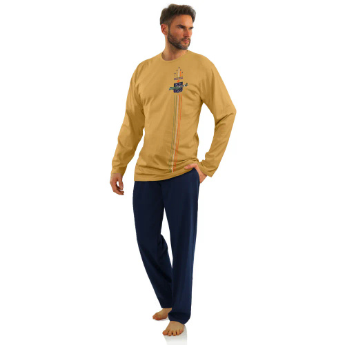 7542 Sesto Senso pijamale bărbați cu mâneci lungi - muștar