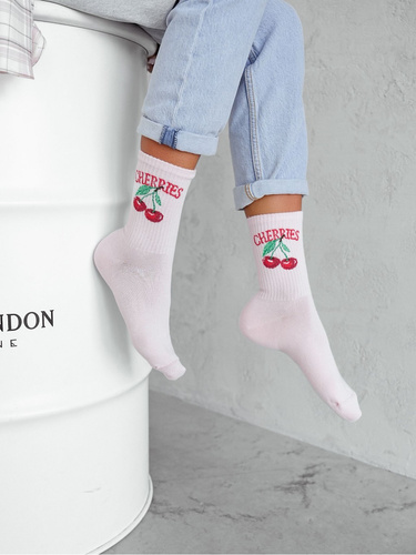 0200-163 Sosete dama Cherries Milena - roz pudrat