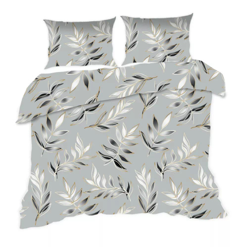 Set de lenjerie de pat din bumbac 1745N Classic E24 Karo leaves, gri grafit – 100% bumbac, durabil, colorat, set de 2 piese