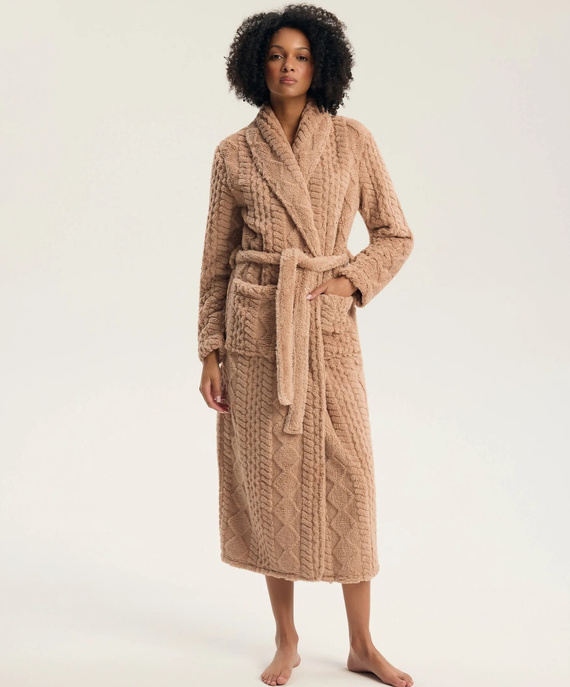 Henderson Gina 45401 Halat de damă moale cu cordon și buzunare, culoare nisip