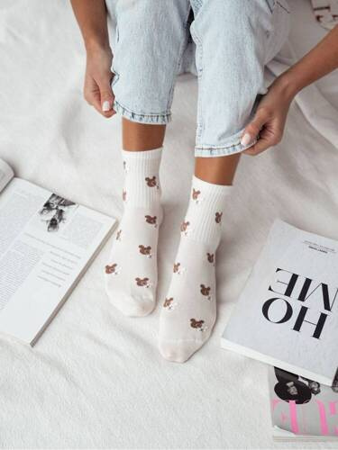 200-142 Ciorapi dama Teddy Bear Heads Milena - ecru