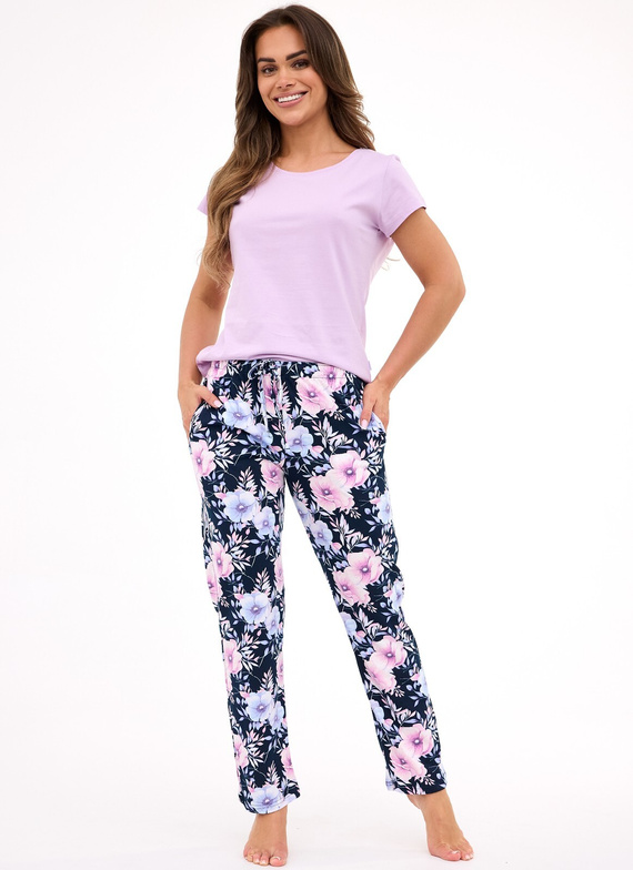 690/48 Pantaloni de pijama dama Cornette | Lung, buzunare, talie reglabila