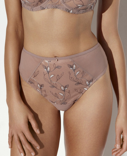 Ava 2273 Mocha Mousse Chiloți damă clasici brodați cu plasă