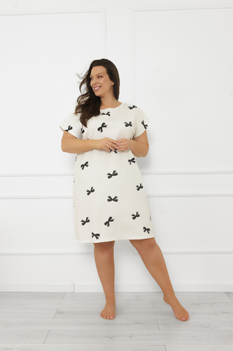 Cămașă de noapte pentru femei Figaro - ecru, bumbac, cu mânecă scurtăItalian Fashion