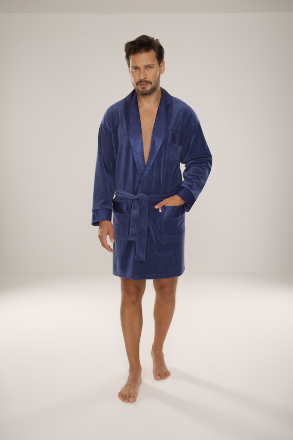 866 Noble Halat de baie de catifea De Lafense pentru bărbați - scurt, elegant, bumbac - denim