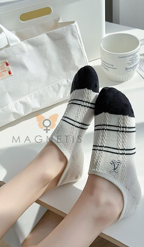 Șosete balerini damă CC-251109 Magnetis – bumbac cu silicon la călcâi