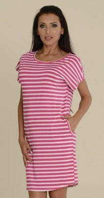 539 Cămașă de noapte Jovite kr. manșon - zmeură+alb