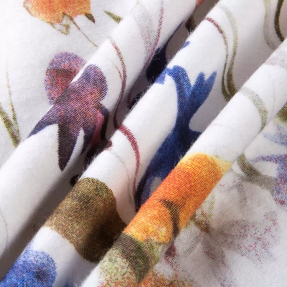 31512/1 Set de lenjerie de pat din flanel Flanellove Darymex flori albe colorate - set, 100% bumbac, călduroasă și moale