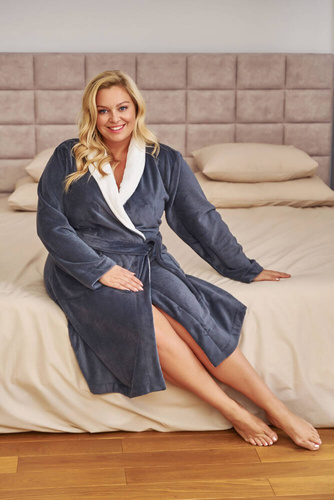 7182 Halat de baie Plus Size Doctor Nap pentru femei - gri