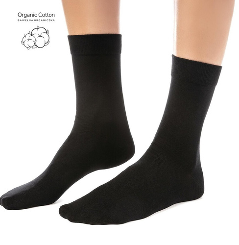 Steven art.211 șosete damă din bumbac organic, fără cusături, uni - 011 negru