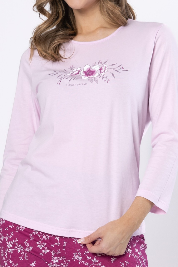 Pijamale de dama Edyta 1633 Leveza, bumbac liliac – maneca lunga, confortabila