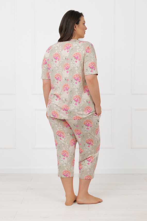 Pijama damă HARMONIA Italian Fashion mânecă scurtă pantaloni 3/4 vâscoză