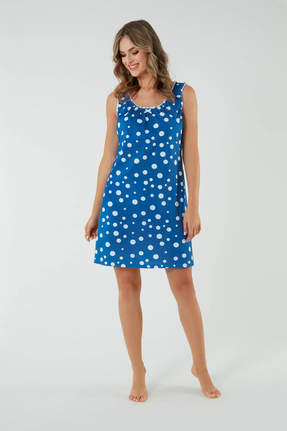 Cămașă de noapte și halat de alăptare Raba, cu curea largă Modă italiană - imprimeu albastru 