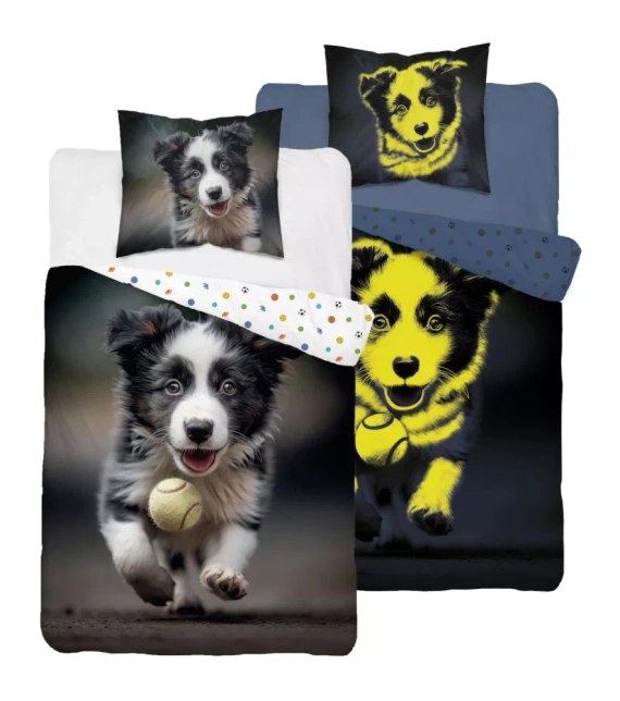 5410 A Puppy Lenjerie de pat din bumbac care strălucește în întuneric Detexpol