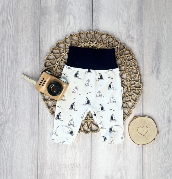 Pantaloni bebe Mamatti PD16020 Nave – bumbac cu piciorușe