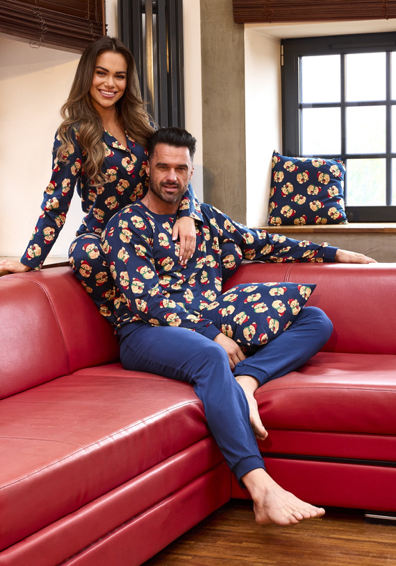 Pijamale bărbătești 457/293 Teddy 6 Cornette – Crăciun, bleumarin, bumbac