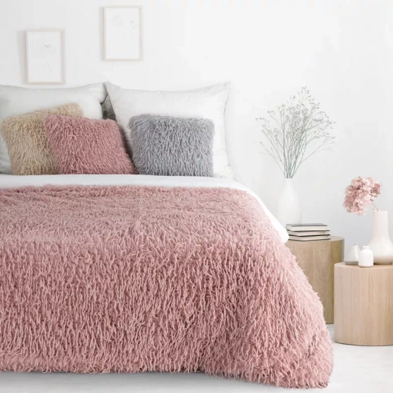 Pătură Adore, pătură de blană pufoasă, Eurodrape, pudră