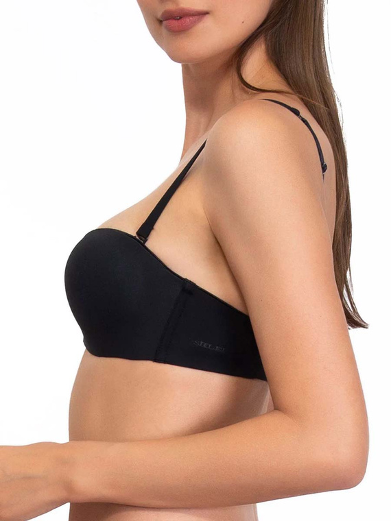 1580 Fantastic sutien push-up - bandeau, microfibra Sielei, negru