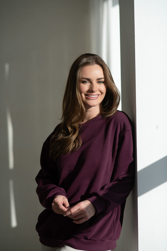 Hanorac pentru maternitate și alăptare Milk&Love, culoare mov și vin – mărime supradimensionată, cu fermoare ascunse, din jerseu de bumbac Oeko-Tex