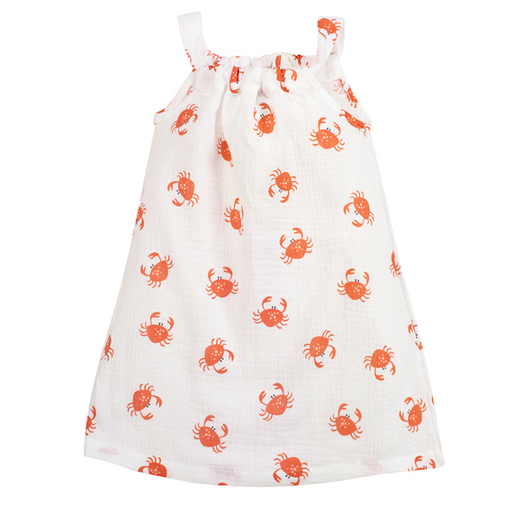 Crabs ecru Rochie de muselina Pinocchio cu imprimeu crab