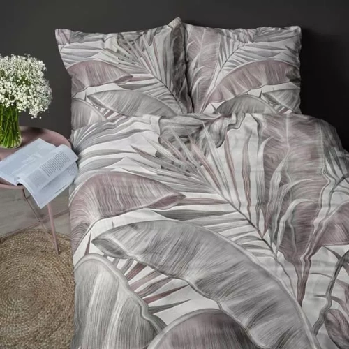 5435 A Lenjerie de pat din microfibră 3D Tropical Powder Leaves – Detexpol