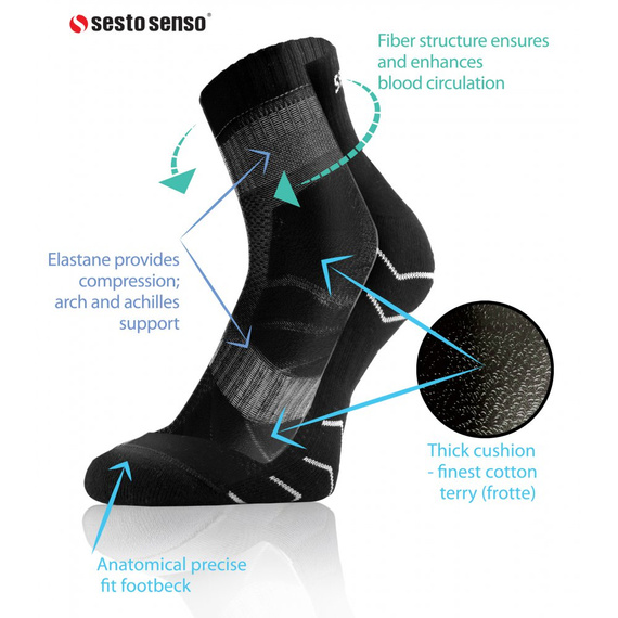 Șosete Șosete sport Amz Universal Terry Sesto Senso negru