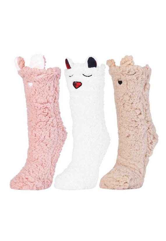 Șosete de damă Moraj CDC1600-001 alb-roz - pufoase, cu față zâmbitoare și ABS antiderapant