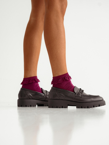 0897 Ciorapi dama Milena cu dantela - visiniu