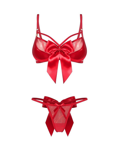 Obsessive Gifty Red set roșu 2 piese cu armături + tanga