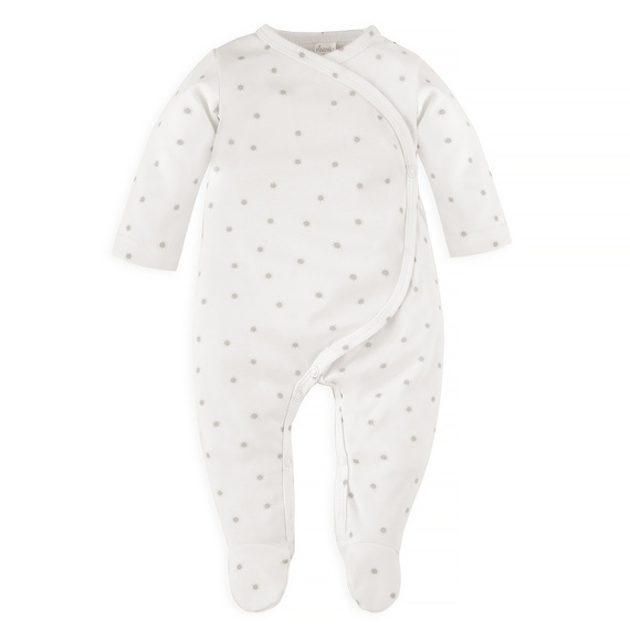 Buna ziua, salopeta legata pentru bebelusi Pinocchio - floarea soarelui ecru